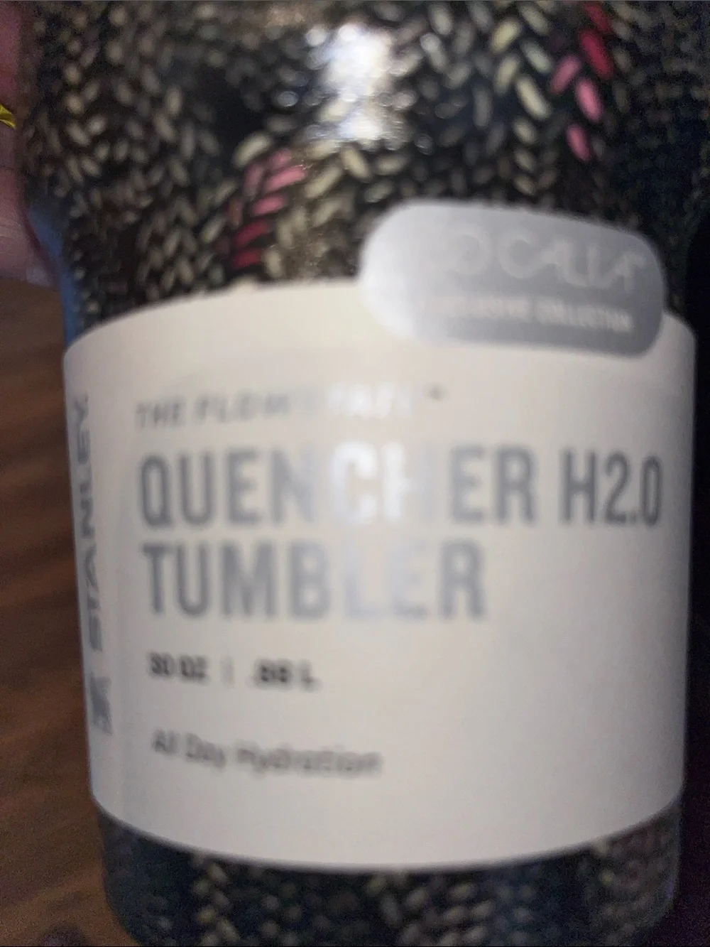 Stanley Calla Black Patterned Quencher Tumbler with Pink & White Accents